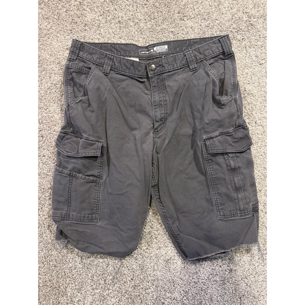Carhartt Cargo Shorts Mens 38 Gray BN3574-M Relaxed Fit Rugged Cut Off Utility